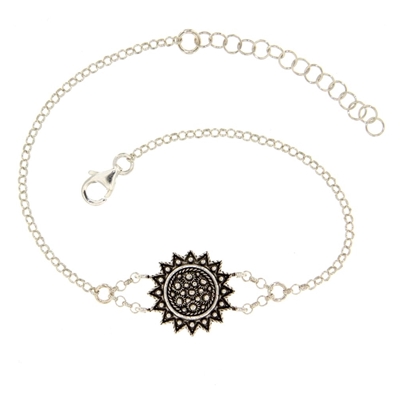 Silver bracelet with filigree sunflower (15 mm)